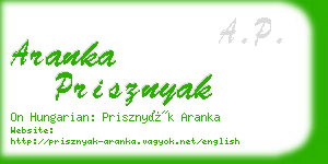 aranka prisznyak business card